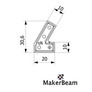 MakerBeam 1 piece of 60 degree bracket