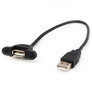 Panel mount USB cable - A male to A female
