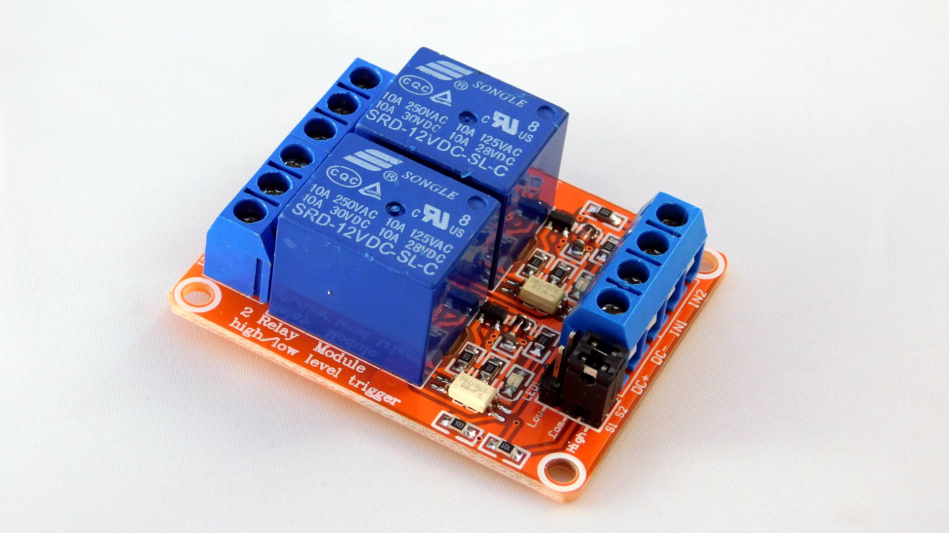 5V 2 Channel Relay Module with Optocoupler and High/Low Level Trigger 